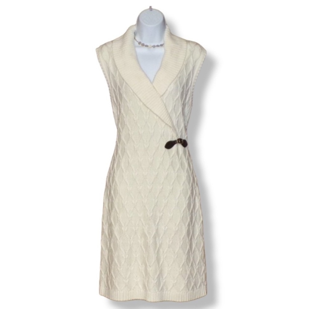 Calvin Klein Cable Knit Buckle Trim Sweater Dress - Medium 26